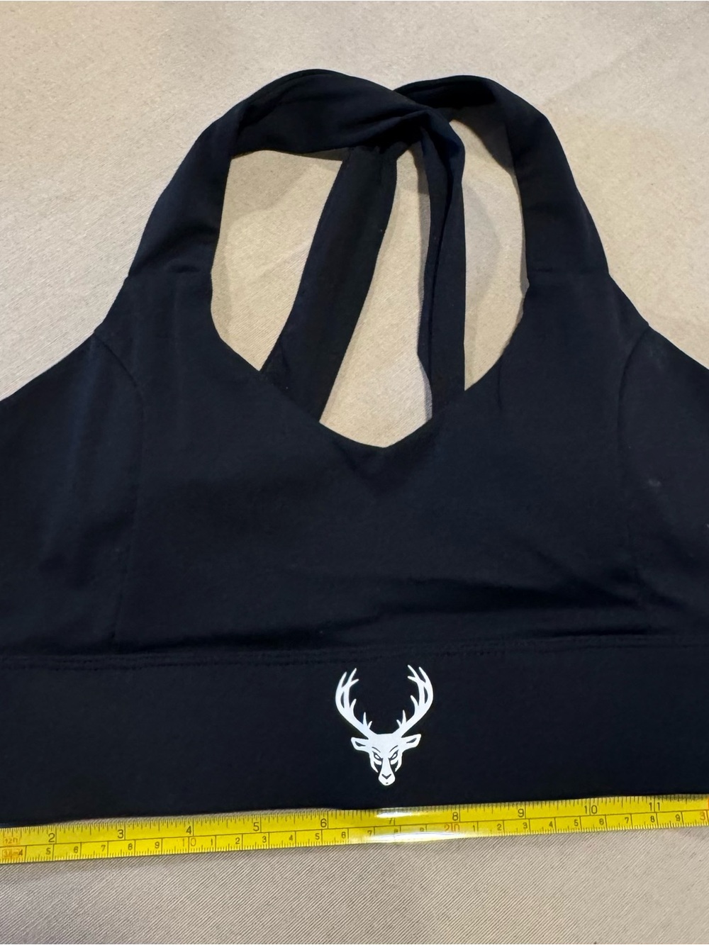 Black Halter-Back Sports Bra with Bucked Up logo